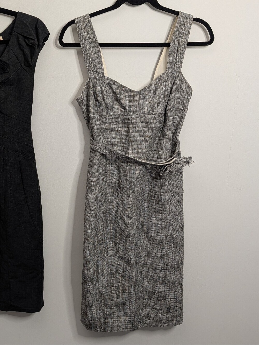 Rebecca Taylor Grey Tweed Belted Dress Size 2